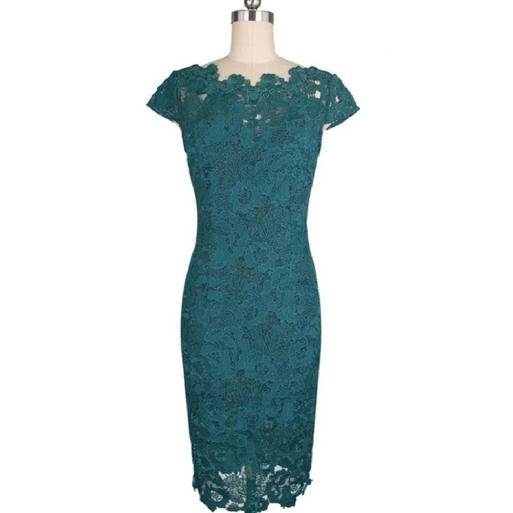Teal green special occasion dress - Picture 6 of 7